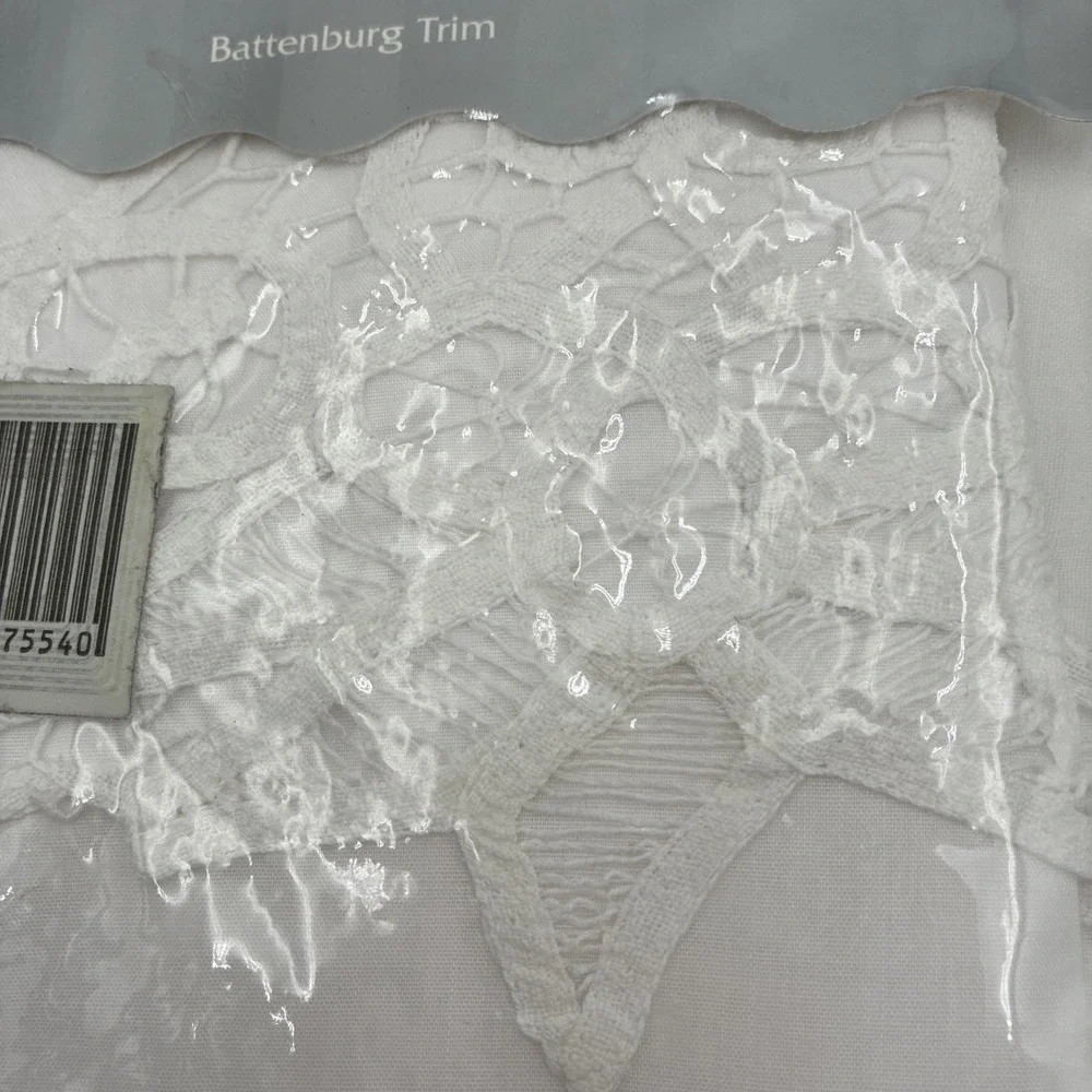 Keeco Handmade Collection White Full Bed Ruffle Battenburg Lace  cottagecore